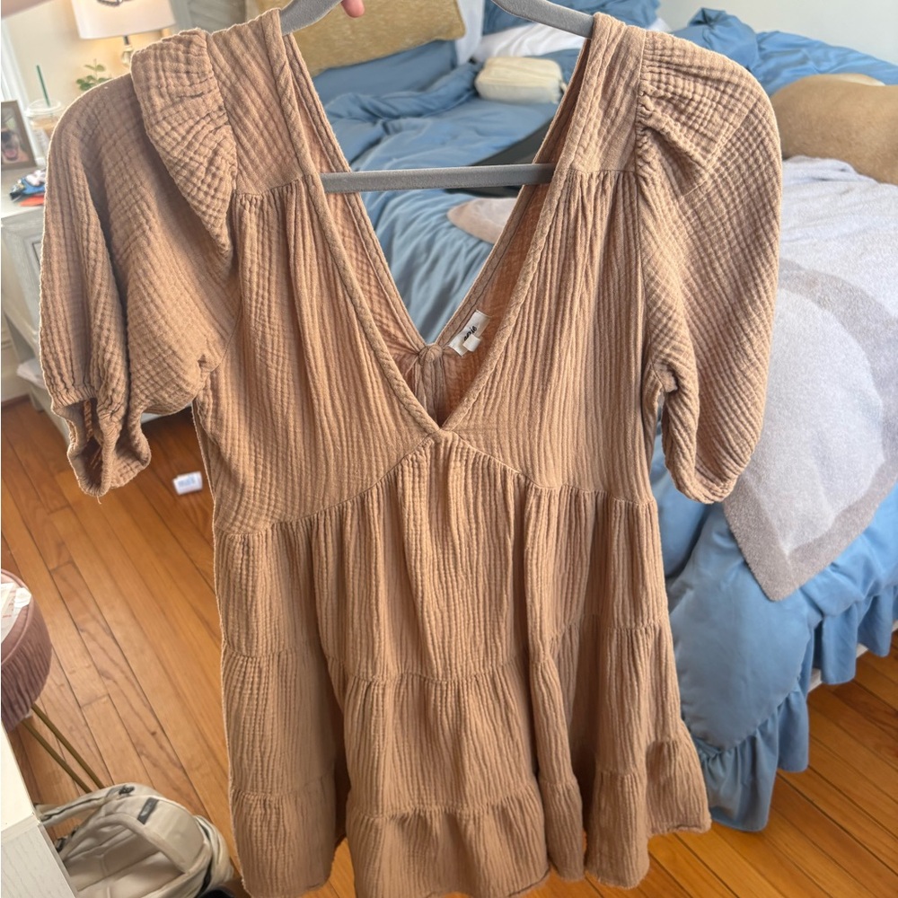 Aerie Brown V-Neck Dress